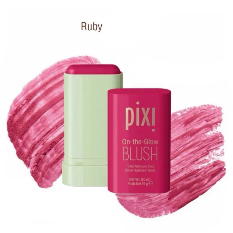 Pixi On-the-Glow Blush Stick Creamy Hydrating Formula Ruby/Warm/Juicy Shades Buildable Pigmented Cheek Blush For All Skin Tones