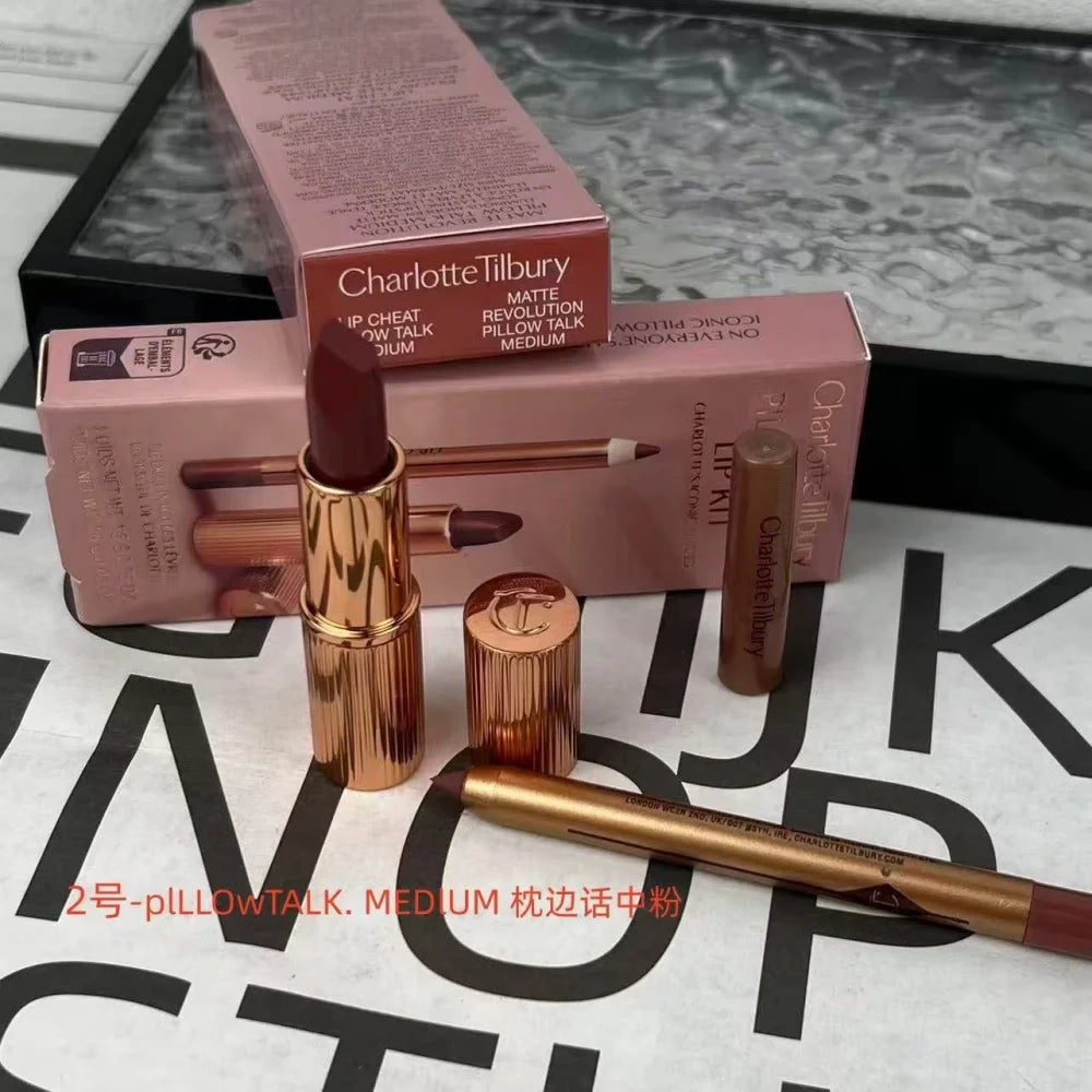 Charlotte Tilbury 3Pcs Set 2Pcs Set Lip Liner Lip Mask Lipstick Waterproof Durable Matte Beauty Blush Natural Color Makeup Gift