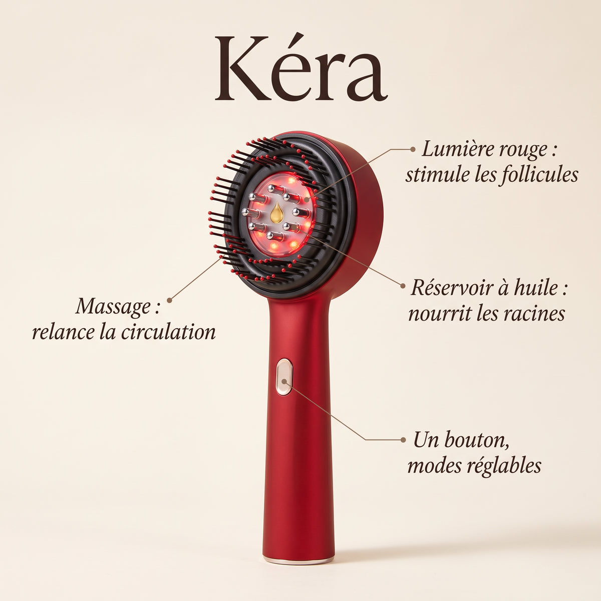 Kéra rouge – peigne lumière rouge et huile, explications