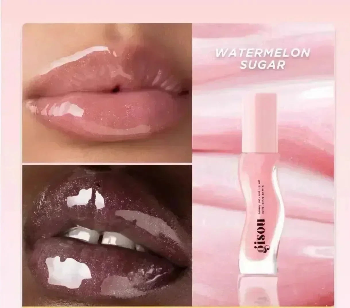 Gisou Original Moisturizing Watermelon Lip Oil Gloss Care Of The Lips Benetitnt For Lips Plumping Exfoliating Plumping Lip Balm