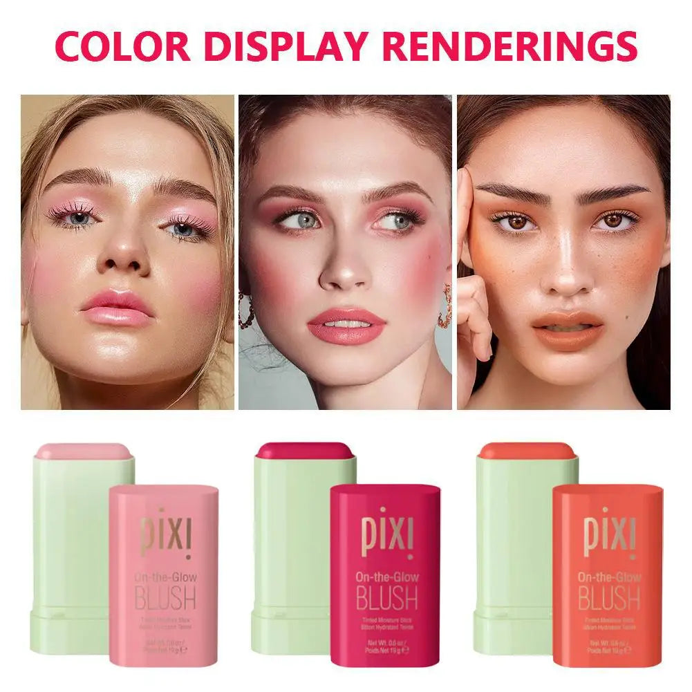 Blush Stick Natural Nude Cream Blush for Cheeks Lips Buildable Solid Blush Formula with Velvet Finish, Easy-Blend Makeup Stick