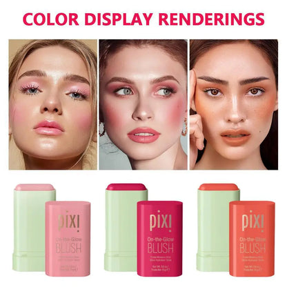 Blush Stick Natural Nude Cream Blush for Cheeks Lips Buildable Solid Blush Formula with Velvet Finish, Easy-Blend Makeup Stick