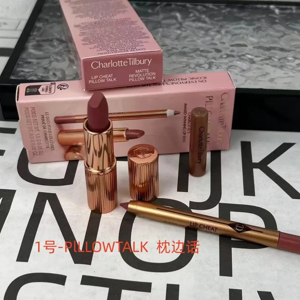 Charlotte Tilbury 3Pcs Set 2Pcs Set Lip Liner Lip Mask Lipstick Waterproof Durable Matte Beauty Blush Natural Color Makeup Gift