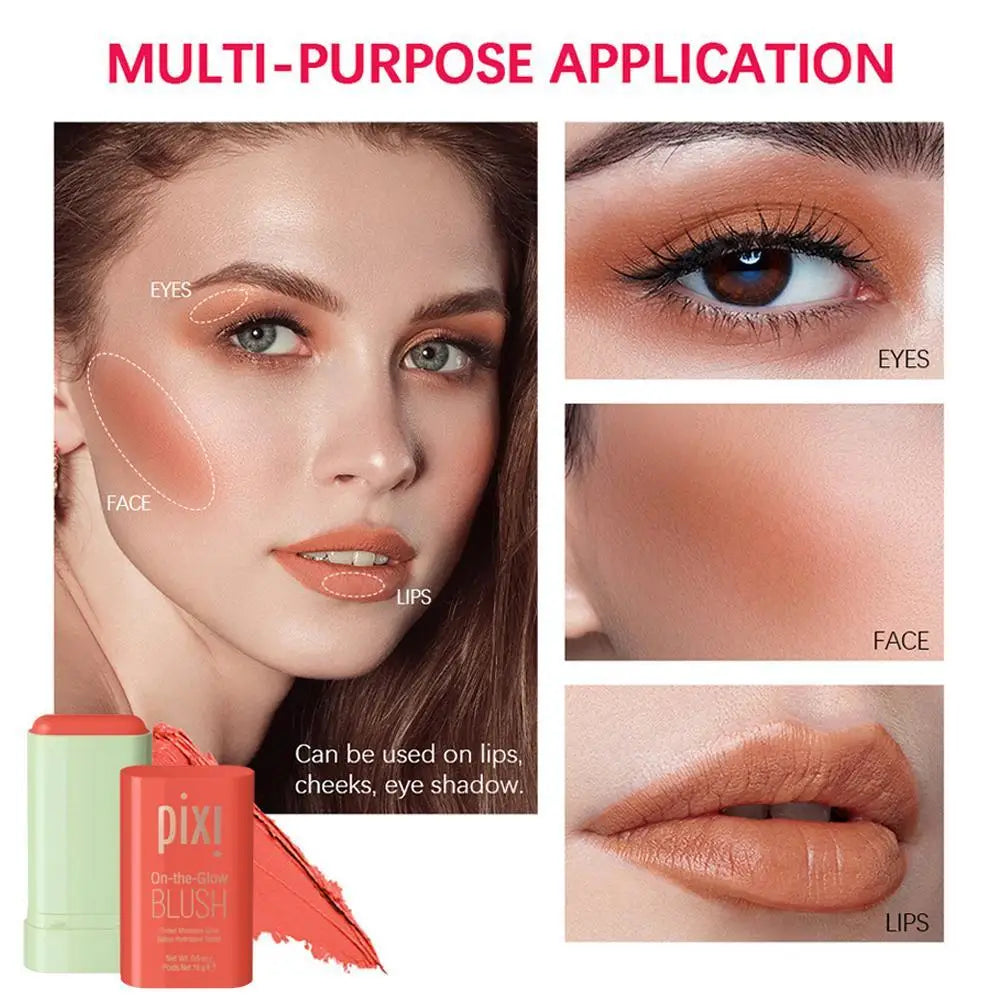 Blush Stick Natural Nude Cream Blush for Cheeks Lips Buildable Solid Blush Formula with Velvet Finish, Easy-Blend Makeup Stick