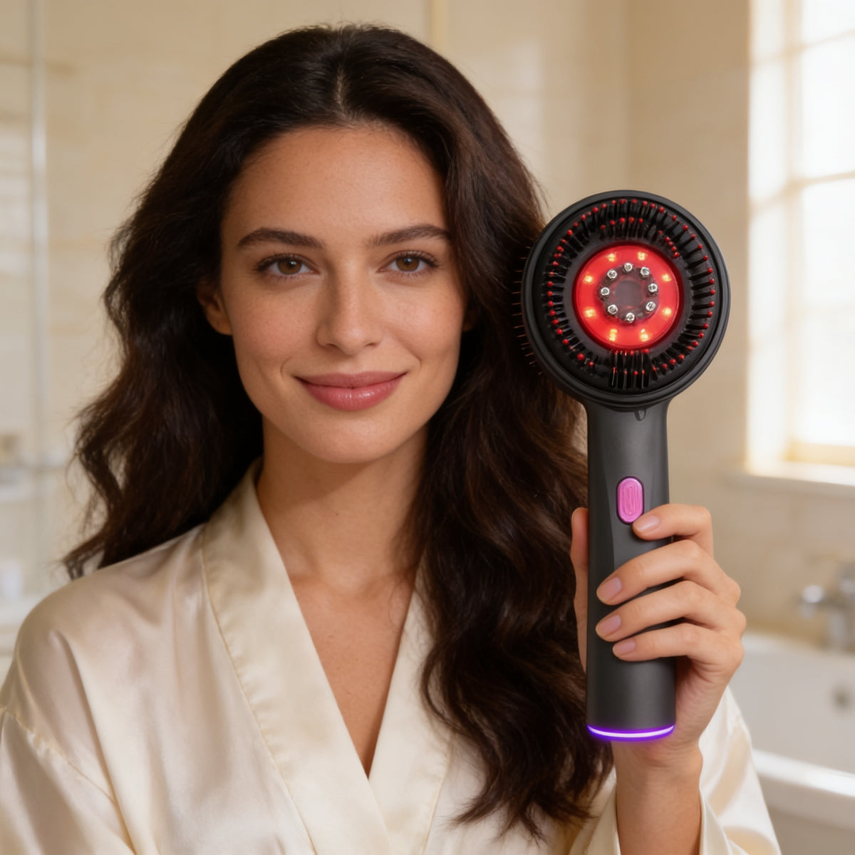 Femme tenant le peigne Kéra lumière rouge
